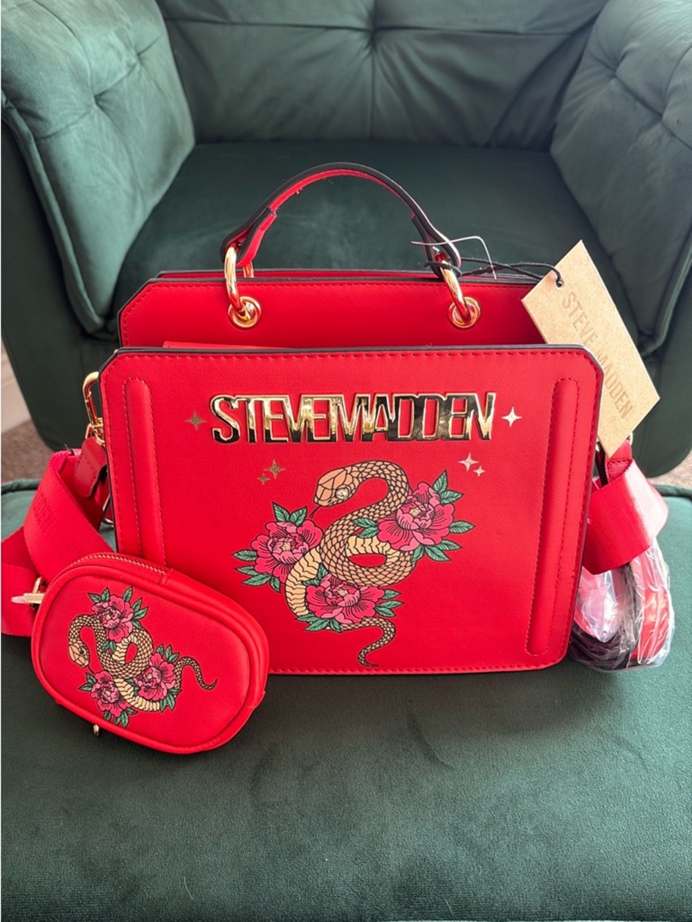 *RARE* Steve Madden Red Bevelyn Purse Lunar New Year Year of the Snake - Picture 2 of 15
